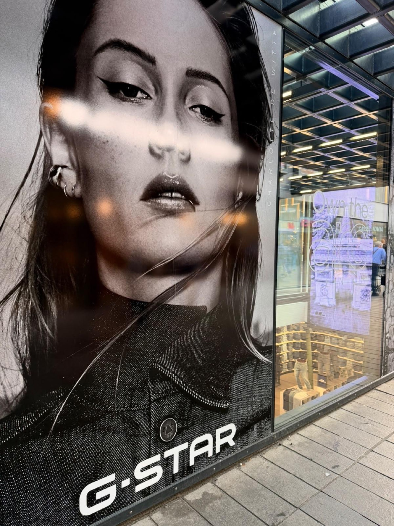 Charlotte de Witte portrait on the G-Star window