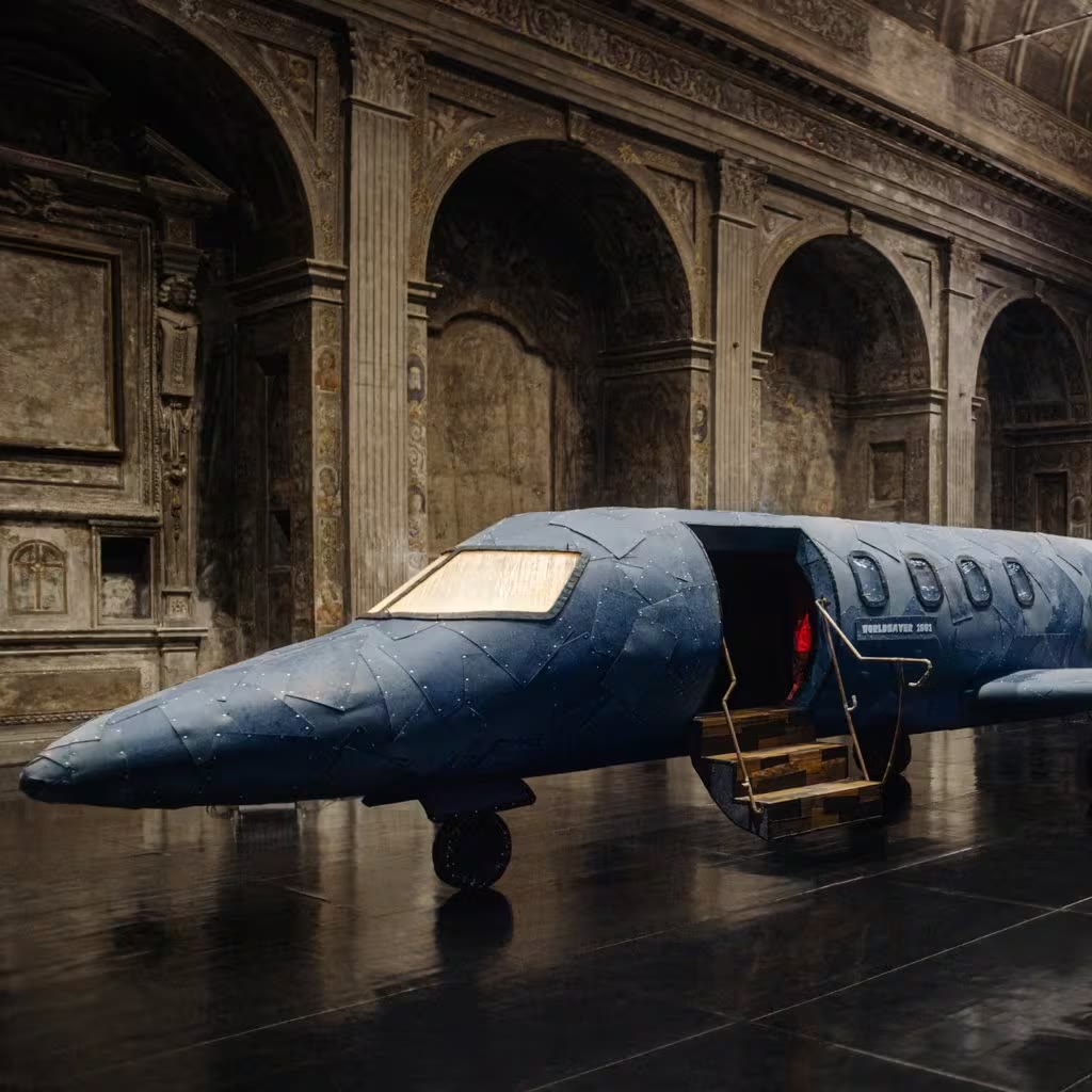 A private jet made of denim waste by Maarten Baas for G-Star